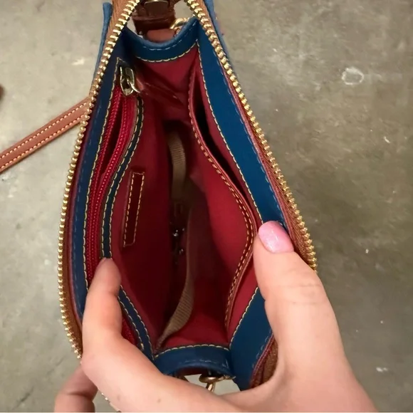 Dooney & Bourke Teal Leather Pouch with Gold Accents - Picture 2 of 4